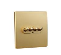 Wall Light Brass Lever Toggle Switch Champagne Gold Matte Panel For Home Decoration(4-Gang 2 Way Switch)