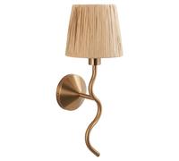 Wall Light Brass Wriggle Brushed Natural Raffia Endon 114227