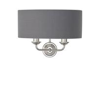 Loops Wall Light - Bright Nickel Plate & Charcoal Fabric - 2 x 40W E14 - Dimmable in Metallics Loops Metallics