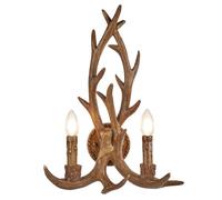 Searchlight 6412-2BR Stag 2 Light Antler Double Wall Light Rustic Brown