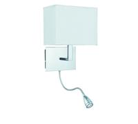 2 Light Wall Lamp with Reading Light in a Polished Chrome Finish