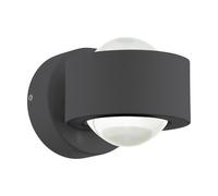 Wall Light Colour Anthracite Shade Clear Plastic Bulb LED 2x2.5W Included Loops Multi One Size