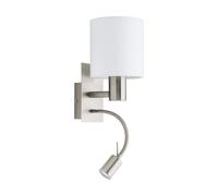 Wall Light Colour Satin Nickel Shade White Fabric Bulb E27 LED 1x40W 1x3.5W Loops Metallics One Size