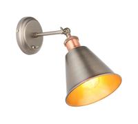 Wall Light Copper Hal Aged Pewter & Metal Shade Endon 92866