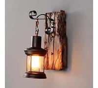 Wall Light E27 Wood Wall Lamp Rustic Living Room Lamp Indoor Dining Room Lamp Metal Glass Lampshade Creative Lighting For Staircase Hallway Loft Cafe Bar Restaurant Kitchen Hotel ( Size : 3 pcs )