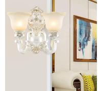 Wall Light European Resin Base Wall Sconces, Frosted Glass Petal Lampshade Decor Lighting Fixture Living Room Corridor Wall Lamp, Ceiling Chandelier