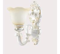 Wall Light European Resin Base Wall Sconces, Frosted Glass Petal Lampshade Decor Lighting Fixture Living Room Corridor Wall Lamp, Ceiling Chandelier
