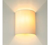 Wall Light Fabric Shade in Cream for Bedroom Living Room H:23 cm E27 max. 60 W Up & Down Low-Glare Cosy Wall lamp Hallway Alice