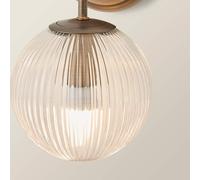 Wall Light Fitting Ribbed Glass Globe Shade Bedroom Living Room Lamp LED Bulb