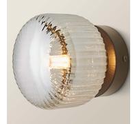 Wall Light Fitting Ribbed Glass Lampshade Small Flush Lamp Bedroom Living Room