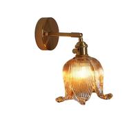 Wall light for bedroom Flower Bellflower Shape Glass Shade Valley Flower Sconces Accents Decorative Lamp with Knob Switch Wall Mount Lights for Bedroom Bathroom