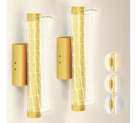 Homcom Led Wall Lamp 2 Pack, Modern Indoor Geometric Wall Light, Gold Tone Gold
