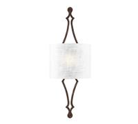 Wall Light Hidden Lamp White Linen Shade Distressed Gold LeafLED E27 60W