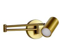 Wall Light Indoor LED 5W Adjustable Swing Long Arm Metal Wall Lamp 3000K Warm White Retro Vintage Industrial Wall Sconce, for Living Room Bedroom Hallway Corridor Stairs Hall, Gold