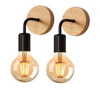Wall Light Indoor Pack Of 2 Wall Lamp Wood E27 Wall Spotlight Retro