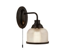 Wall Light Industrial Matt Metal Black Holophane Glass Shade E27 Indoor Lamp