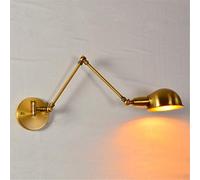 Wall Light Industrial Retro Antique Brass Brushed Adjustable Swing Arm Double Long Arm Single Head E27 Socket Metal Wall Lamp for Indoor Kitchen Bar Bedroom Hallway
