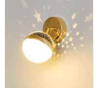Wall Light LED Sconce Dimmable Mid Century Modern Adjustable Arm Night Lamp for Kids Bedrooms and Living Rooms - Projector Stars for Bedside and Stairways