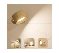 Wall Light LED Wall lamp with Rechargeable Battery Operated, Touch Control 3 Brightness Levels 3 Color Modes Wall Sconces 360° Free Rotation Mordern Dimmable for Living Room Bedrooms Woodgrain