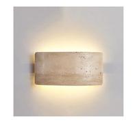 Wall Light Led Yellow Travertine Wall Sconce Indoor Modern Up Down Natural Stone Wall Light Japanese Farmhouse Wall Mounted Lamp Warm White for Kitchen Dining Room Bathroom Corridor Dining Room