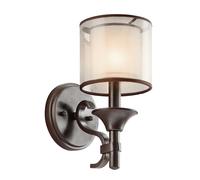 Wall Light LIGHT UMBER METALLIC FROSTED Shade Mission Bronze LED E14 60W