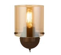 Wall Light Mocha Metal Amber Glass E27 Dimmable Indoor Lamp IP20 Bedroom Hallway
