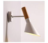 Wall Light Modern Indoor Wall Lamp Loft Lights Aisle Wall Sconce Lamps E27 7W 3000K Warm White Metal and Wood Adjustable Fixture Arm Wall Lights Lighting Fixture for Living Room Bedside Reading,White