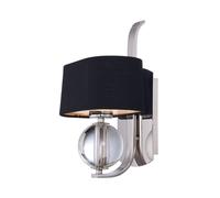 Wall Light Orb Glass Diffuser In Stem Black Shade Imperial Silver LED G9 3.5W