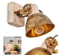 Wall Light Orny, 1-Flame Wall Light Made of Wood and Metal in Bronze Colour, Industrial/Vintage Look Indoor lamp, 1 x E27,Without Bulb