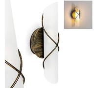 Wall Light "Palma" Gold Brown lampshade of Real Glass with Switch at The Wall lamp, Without Bulb