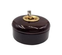 Wall Light Retro Ceramic Round Toggle Switch 2 Way Control For Home(Brown Switch 2 Way)
