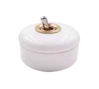 Wall Light Retro Ceramic Round Toggle Switch 2 Way Control For Home MQXFCZUX(White Switch 2 Way)