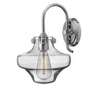 Wall Light Retro Clear Glass Bulbous Shade Up And Over Stem Chrome LED E27 100W