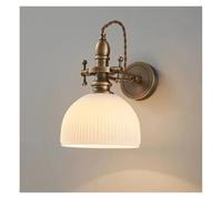 Wall Light,Retro Copper Glass LED Wall Lamp - Vintage Home Lighting Fixture for Bedroom & Foyer - Contemporary Warm Light Decor, Style B