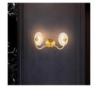 Wall Light,Round Copper Wall Lamp - LED Indoor Lighting for Living Room, Bedroom & Study - Stylish Glass Decor for Home Ambiance