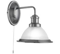Wall Light Silver Bistro Single Satin Marble Glass Searchlight 1481SS