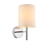 Wall Light Silver Brio Finished In Chrome And Cream Faux Silk Fabric Shade Endon