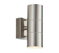 Wall Light Silver Canon Double Spot Outdoor IP44 Stainless Steel Endon EL-40095