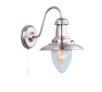 Satin Silver Frame Oval Seeded Glass Shade Lantern Wall Fitting Bracket Light