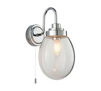 Wall Light Silver Hampton IP44 Chrome Clear Glass Endon 76304