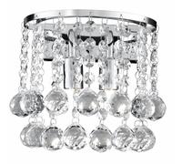 Wall Light Silver Hanna 2 Round Crystals Chrome Searchlight 2402-2CC