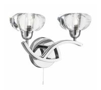 Switched Curved Arm Wall Light With Clear K9 Glass