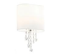 Chrome Finish Frame Halls Wall Fitting Light with White Oval Shaped Fabric Shade
