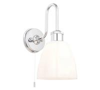 Wall Light Silver Piper IP44 Polished Chrome Opal Glass Endon 95506