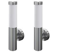 Wall Light Stainless Steel/Plastic 11x35cm Frosted Glass Outdoor Warm. IP44 E27
