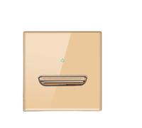 Wall Light Switch 1 2 3 4 Gang Tempered Glass Panel Blue LED Night Light White Black Gray Gold Pass Through(2 Gang Gold)