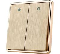 Wall Light Switch,86 1-4 Gang 2 Way Champagne Gold Panel Switch Wall Light Metal Panel Switch Flame Retardant Switch Concealed Control Switch Minimalist Household Switch(2 Gang 2 Way)