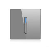 Wall Light Switch with Blue LED Indicator and Gold Tempered Glass Panel, Toggle Design, 86x86mm Size, 110-250V AC, Fits 60mm Mounting Hole(1 GANG 1 WAY)