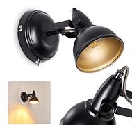 Wall Light Tina, Adjustable Wall lamp Made of Metal in Black/Gold, 1-Flame, 1 x E14-socket, Wall spot in Retro/Vintage Design, Without Bulbs