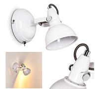 Wall Light Tina, Adjustable Wall lamp Made of Metal in White, 1-Flame, 1 x E14 Socket, Wall spot in Retro/Vintage Design with on/Off Switch on The housing, Without Bulb